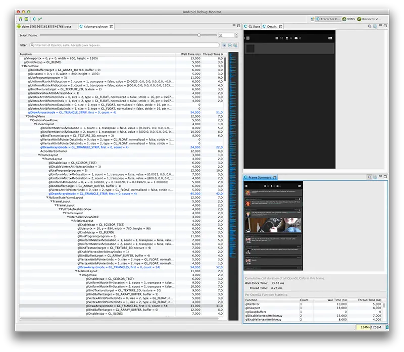 Analyzing a frame in Tracer for OpenGL