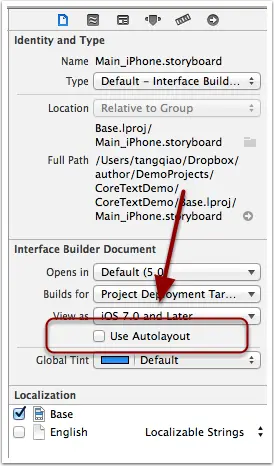 图：取消勾选 Autolayout