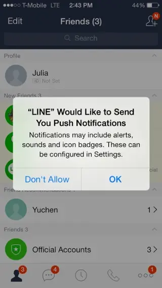 line opt into push new