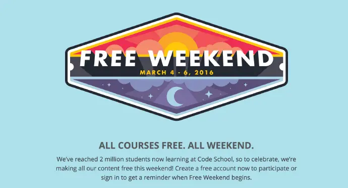 福利 | Codeschool全部课程免费 周末狂欢赚学分