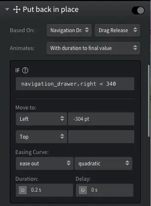 Put back in place properties