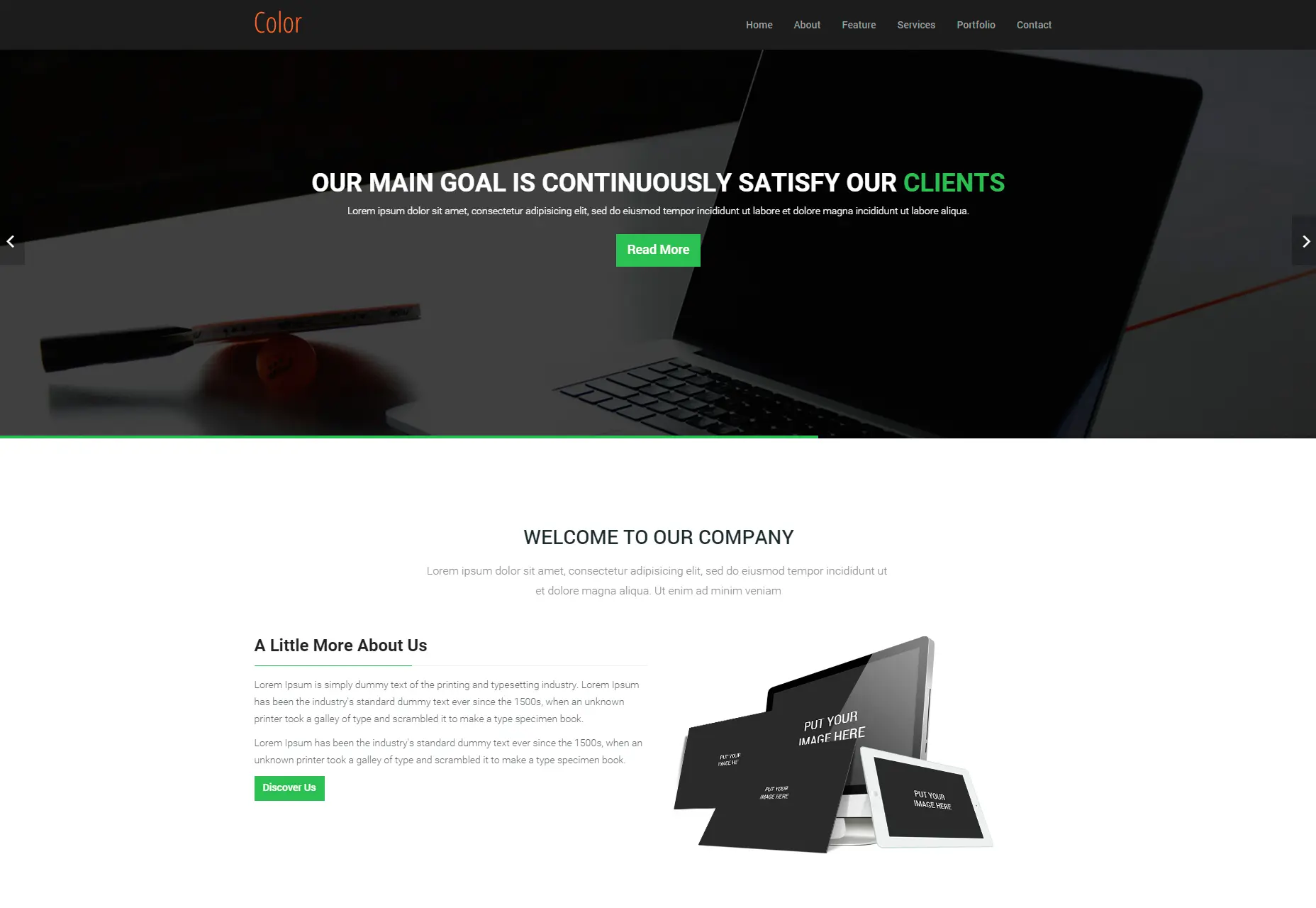 Color: HTML5 One Page Template