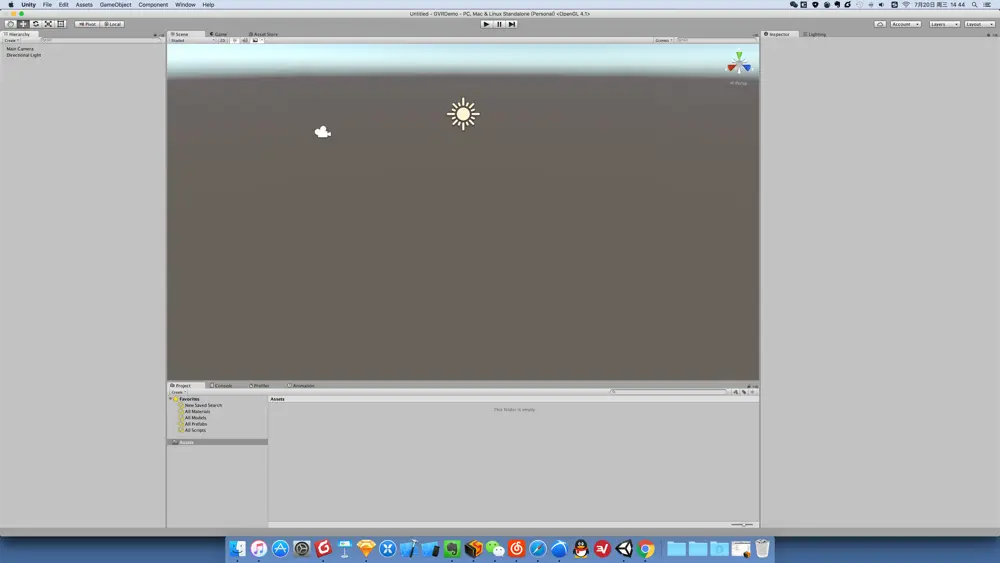 在Unity中新建的3D项目