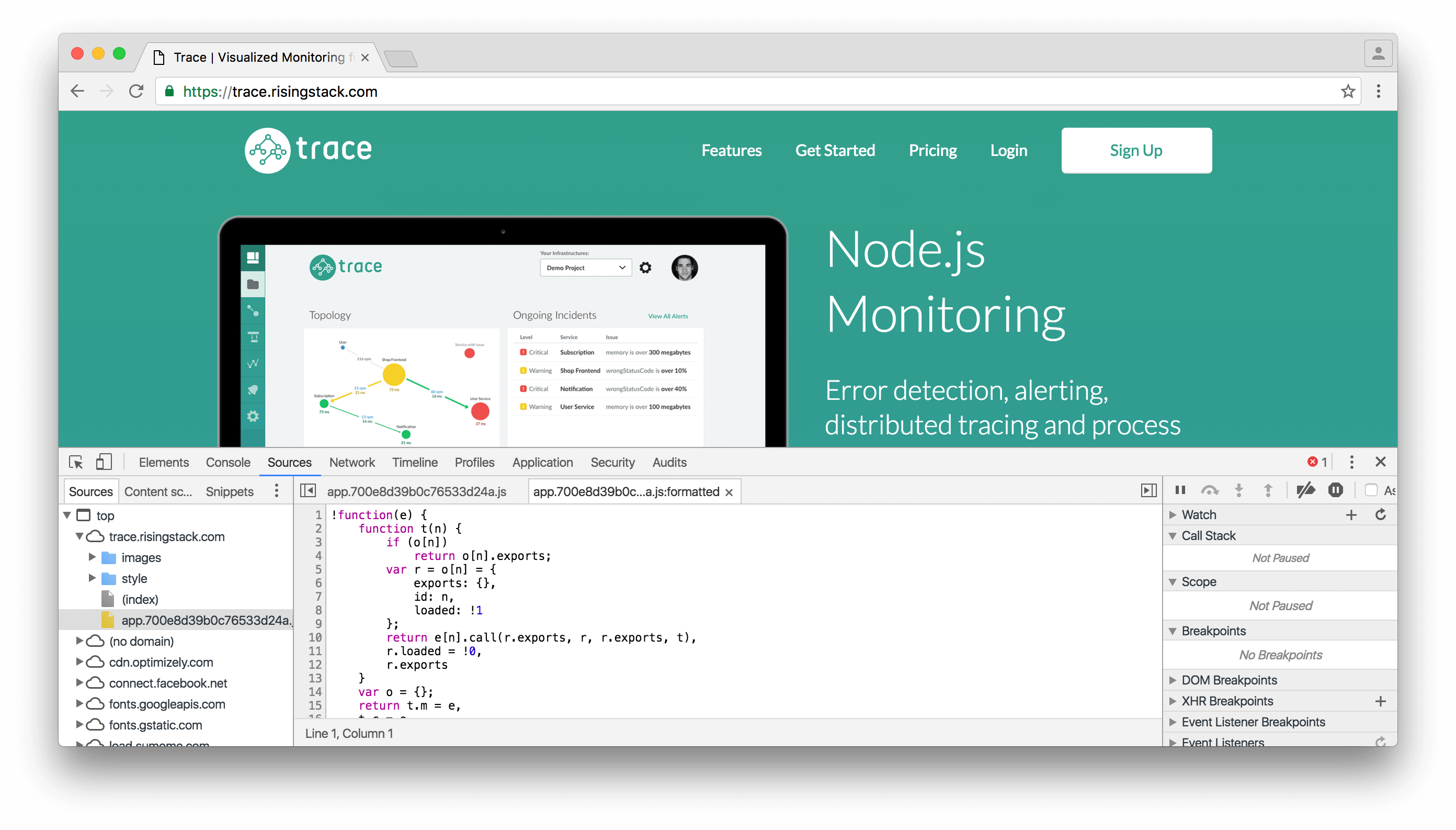 node.js chrome developer tools debugging
