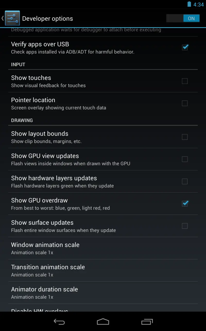 Enable overdraw debugging