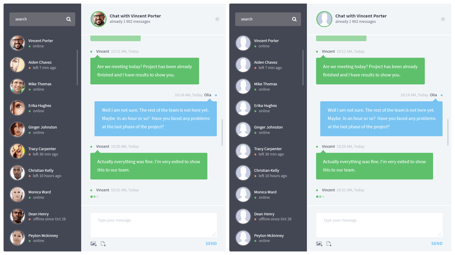 有头像和没有头像的对比。作者  Olia Gozha.