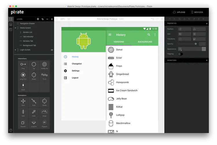 Prototype with Version List added