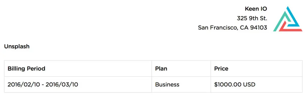 Keen bill of $1000 USD