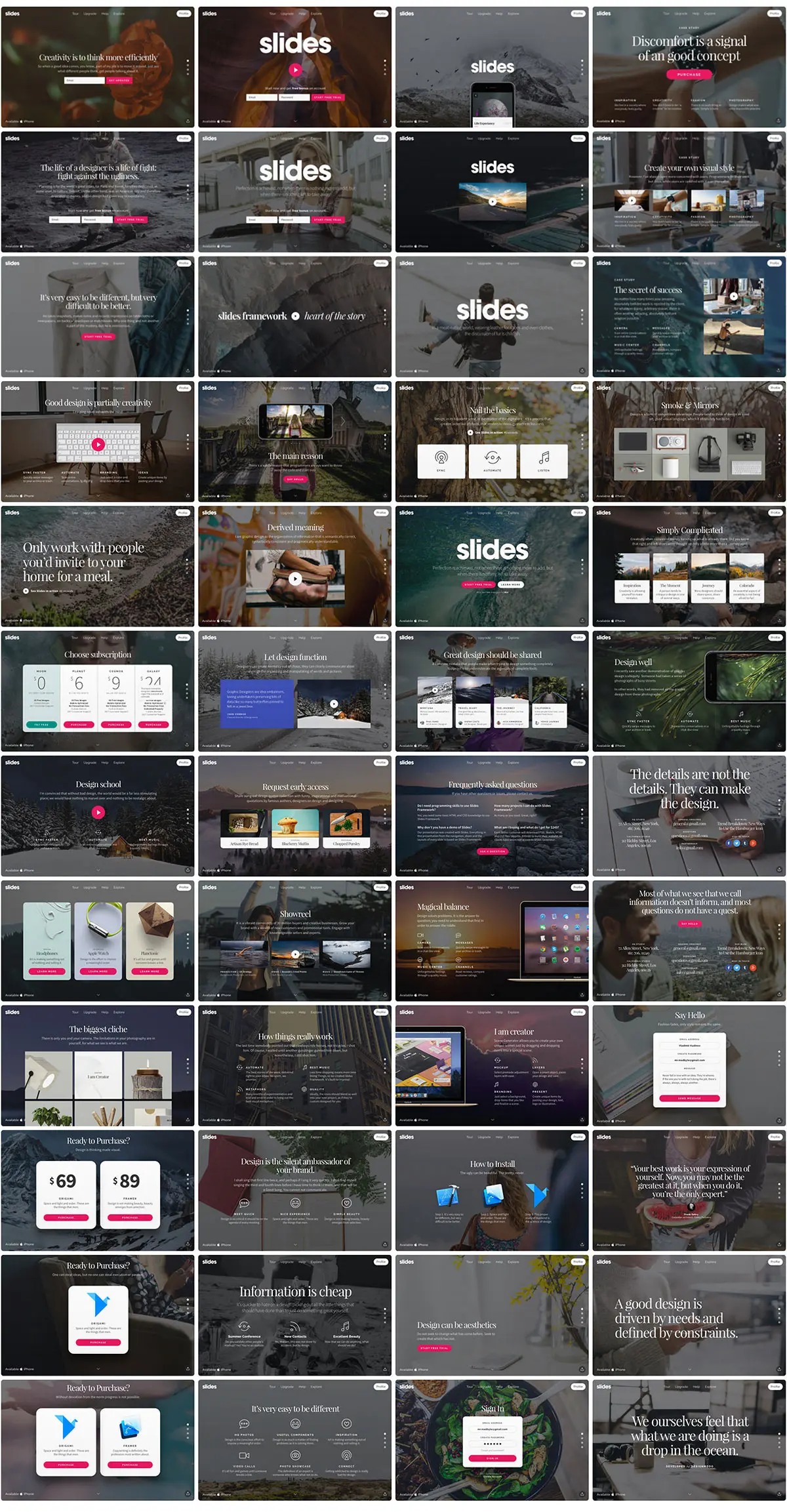 设计规范又完美的Slides滚屏版网页设计模版框架下载