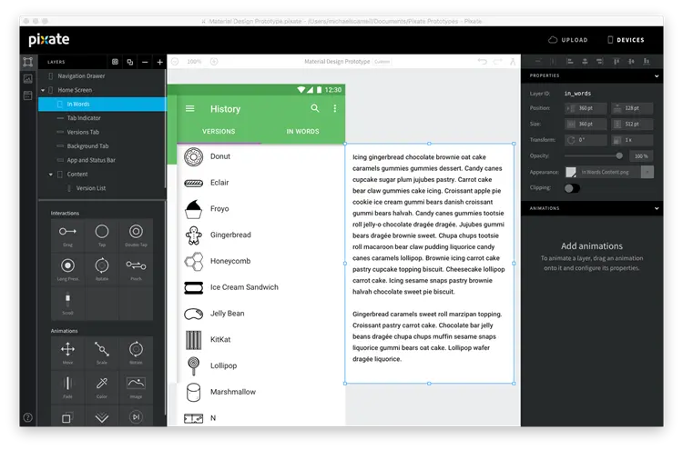 Prototype with In Words content