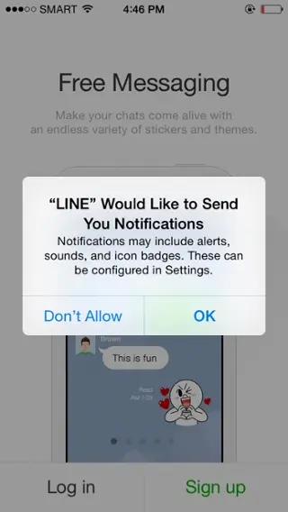 line opt in to push notifications old prompt