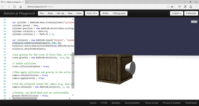 Babylon.js playground - setlocaldirectionToMesh()