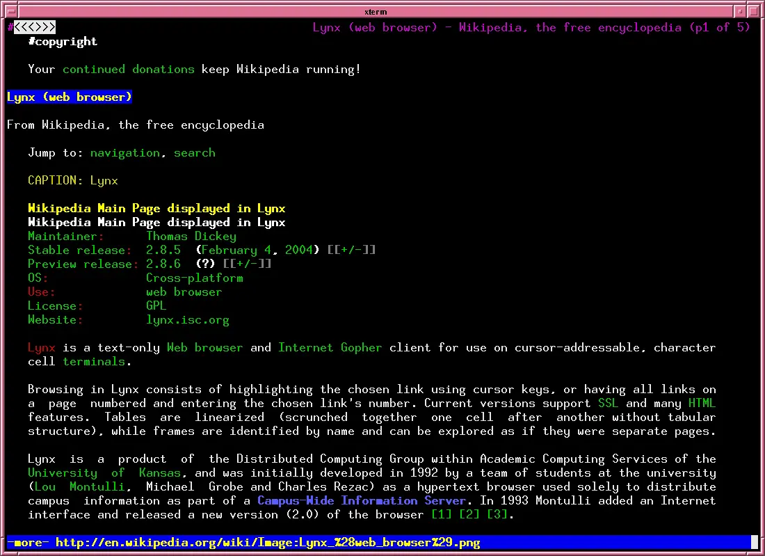 Lynx browser screenshot