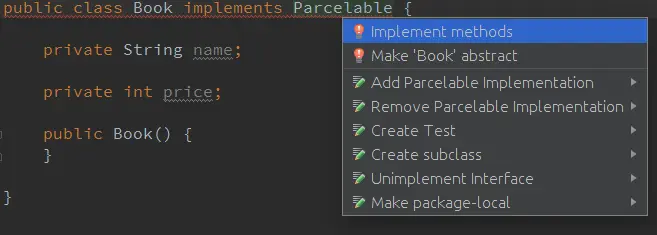 Parcelable实现第一步