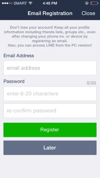 LINE eliminate user onboarding step 1