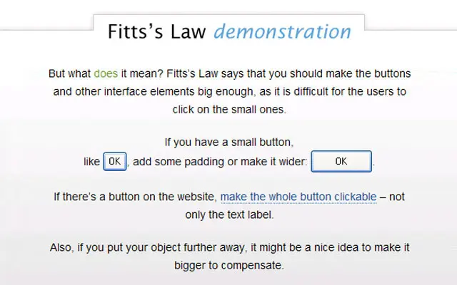 Fitts Law in Web Design