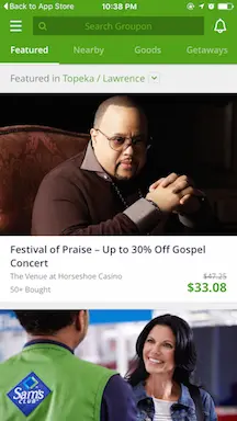 Homepage of Groupon