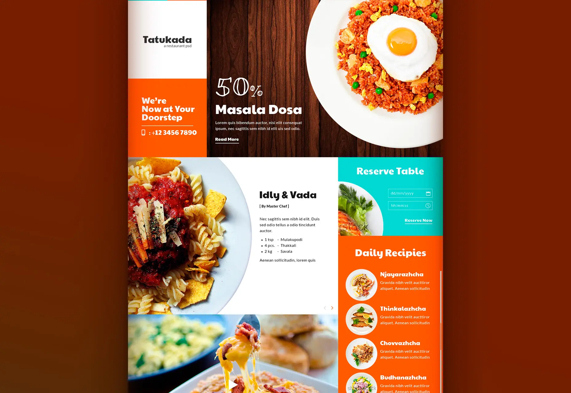 Tatukada: Flat Full-screen Restaurant Web Template