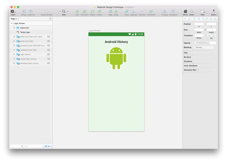 Art board with logo and status bar only