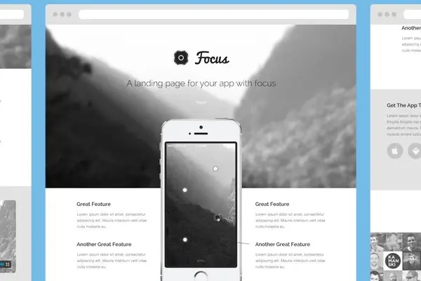 focus mobile app landing page psd freebie