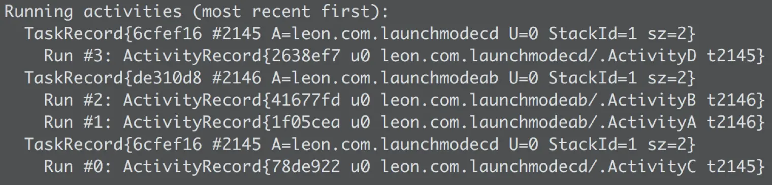 通过ActivityB启动ActivityD后