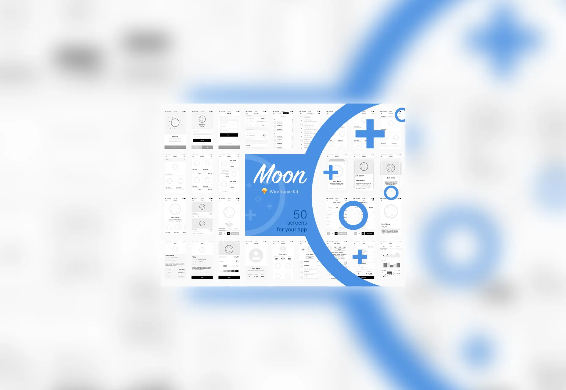 Moon: 50 Wireframe Templates Kit