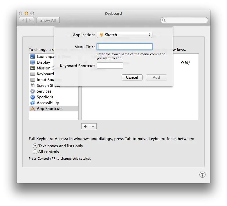 (Mac OS X 添加应用快捷键)