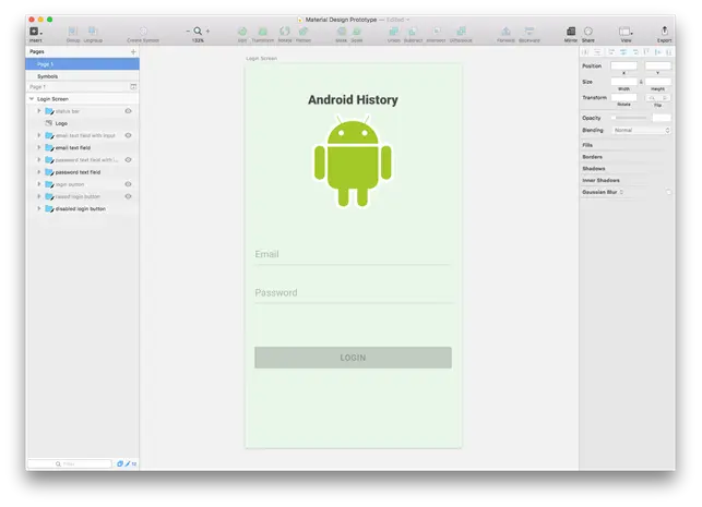 Login screen with all assets on