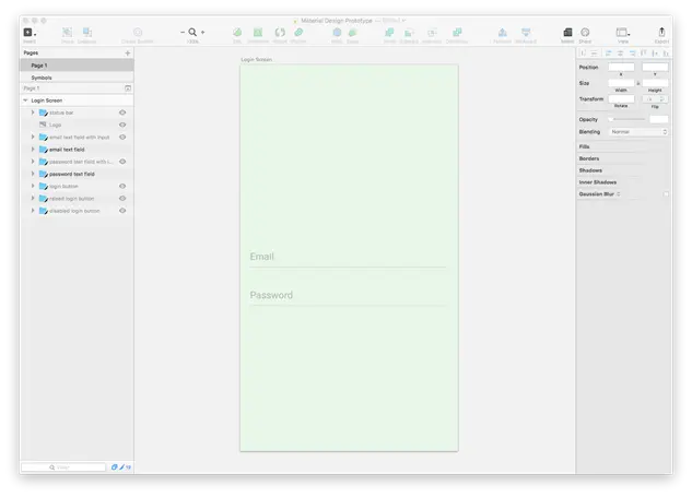 Email field and password field in Sketch