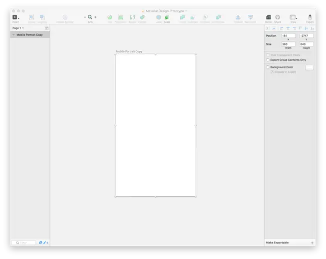 Blank art board in Sketch