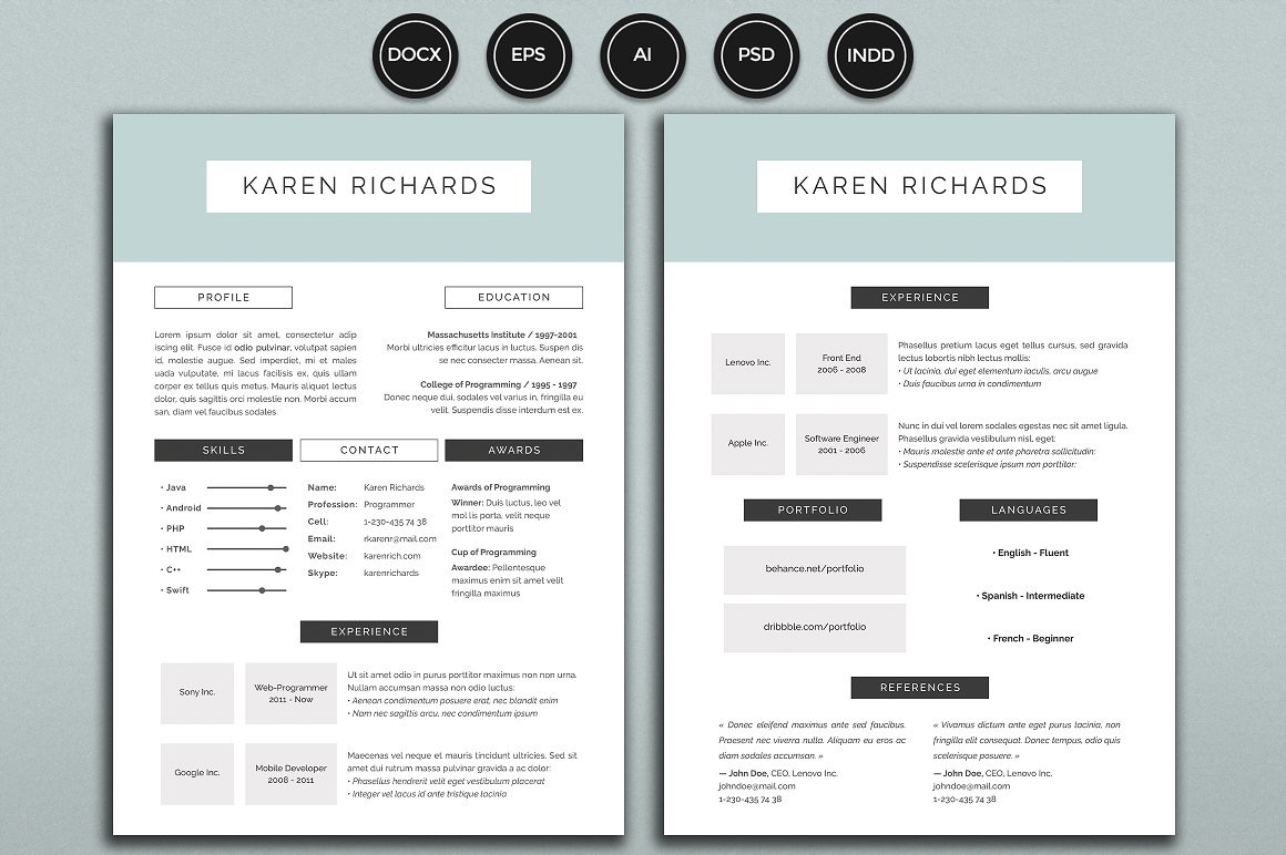 10+ 优质实用简洁的个人简历模板打包下载 （二）-稀土区