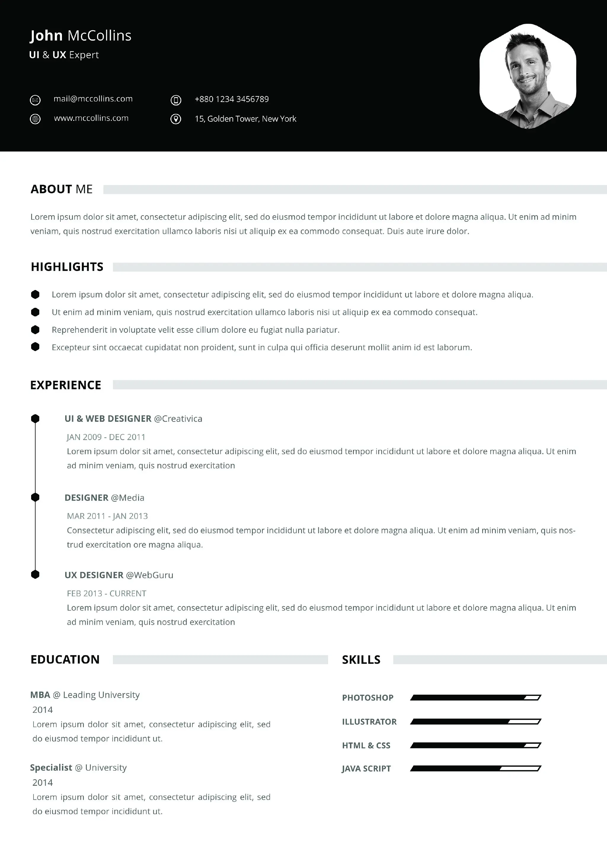 5款精致简洁的个人简历模板-稀土区