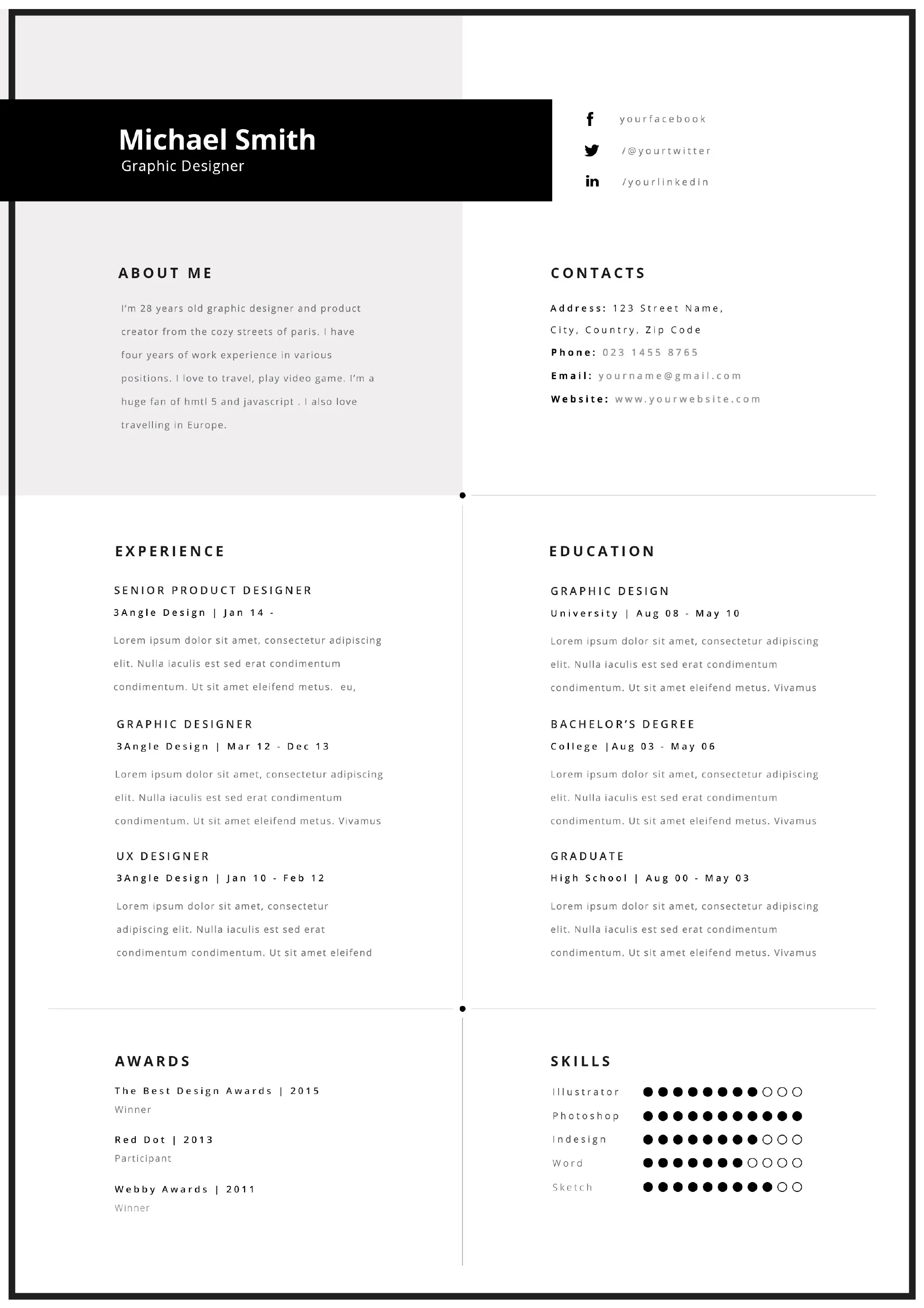 5款精致简洁的个人简历模板 （二）-稀土区