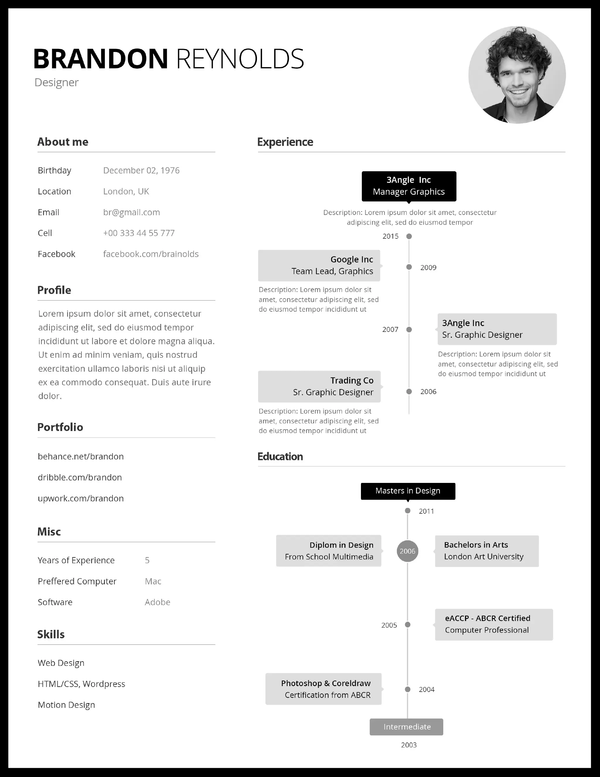 5款精致简洁的个人简历模板 （二）-稀土区