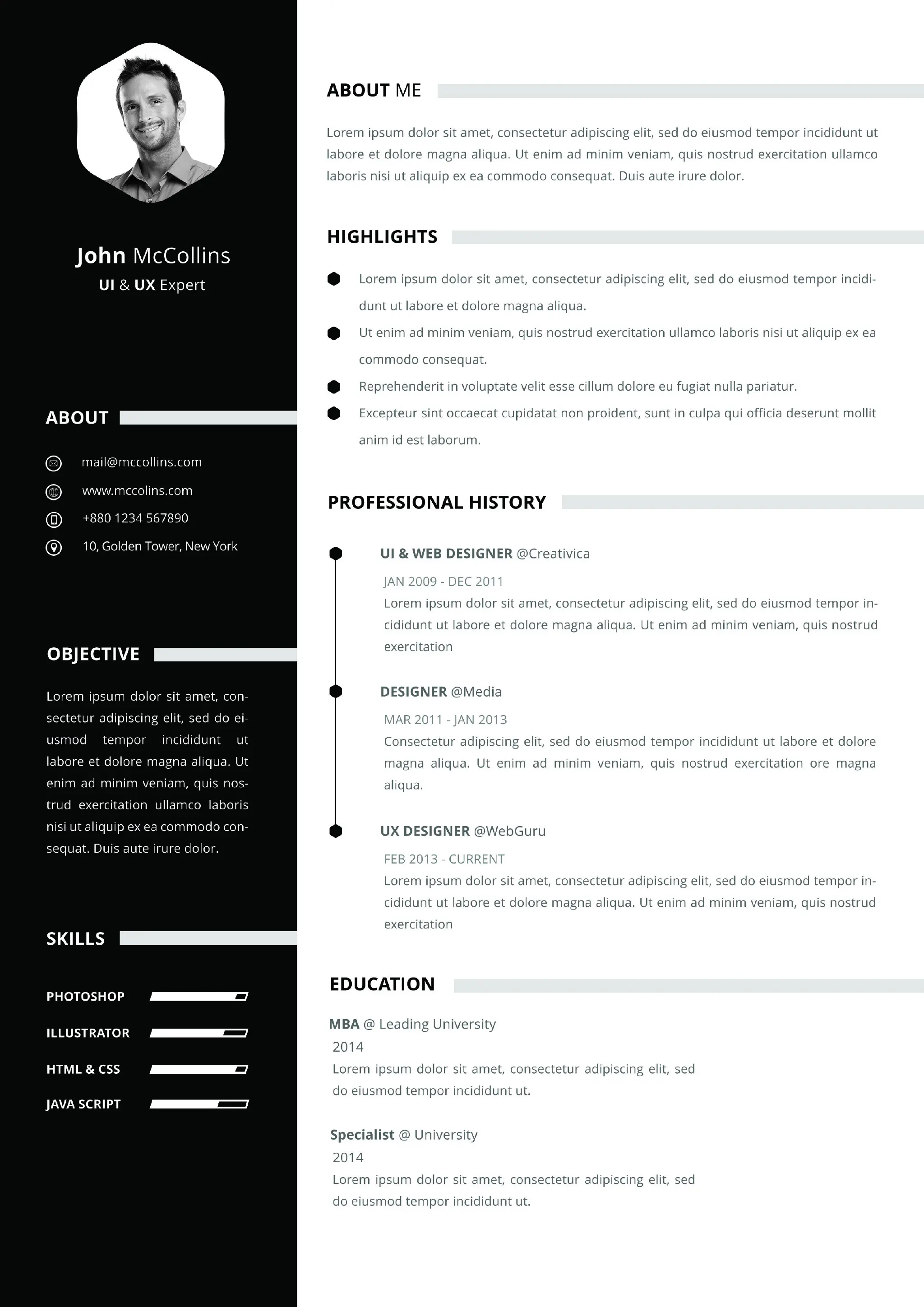 5款精致简洁的个人简历模板 （二）-稀土区