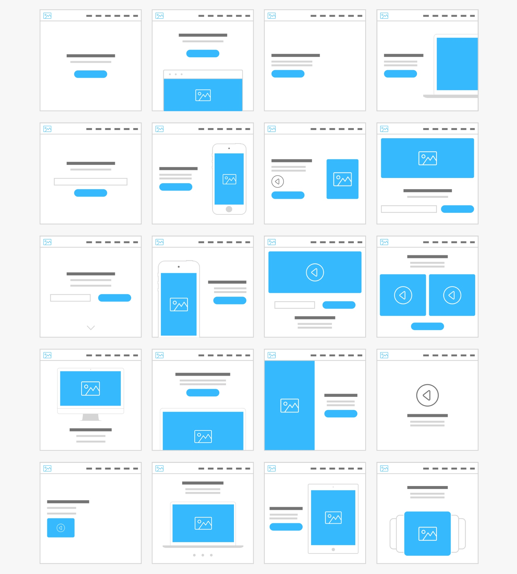 简洁精致的Web & mobile Wireframe Kits 线框图-稀土区
