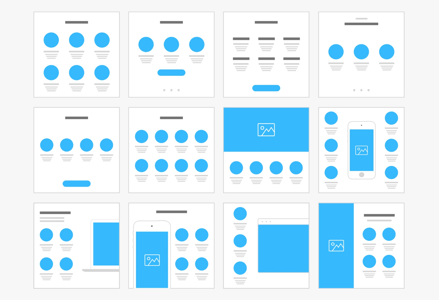 简洁精致的Web & mobile Wireframe Kits 线框图-稀土区