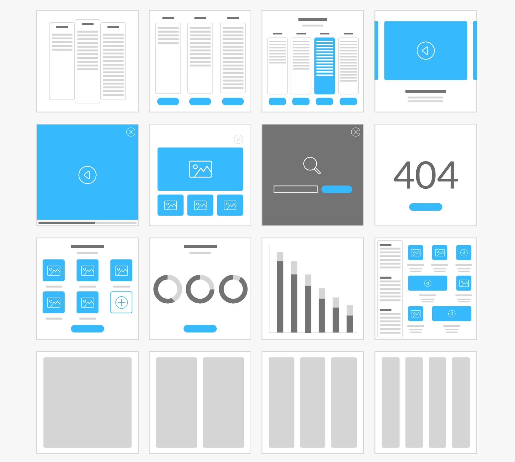 简洁精致的Web & mobile Wireframe Kits 线框图-稀土区