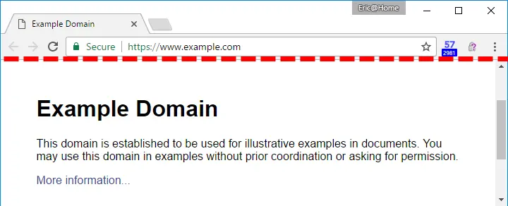 Line of death below omnibox