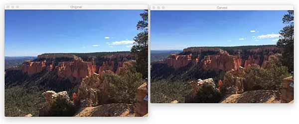 Figure 9: (Left) The original image. (Right) Removing horizontal seams from the image to decrease height.