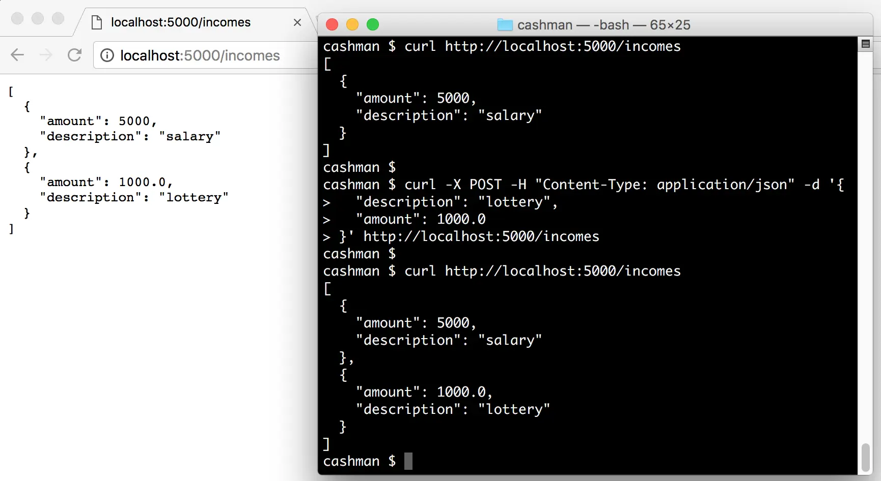 Interacting with Flask endpoints