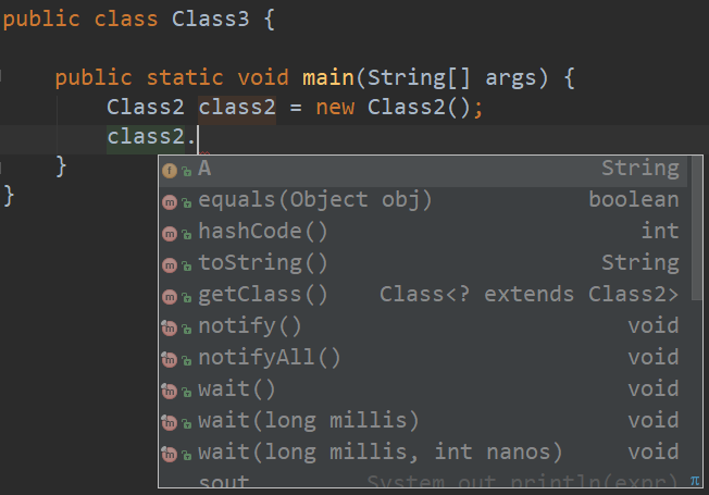 Class3中对Class2中实例变量的调用情况