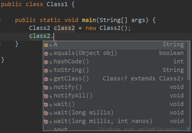 Class1中对Class2中实例变量的调用情况
