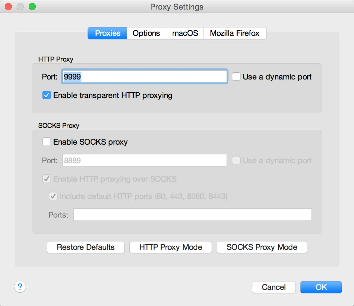 设置HTTP抓包的端口