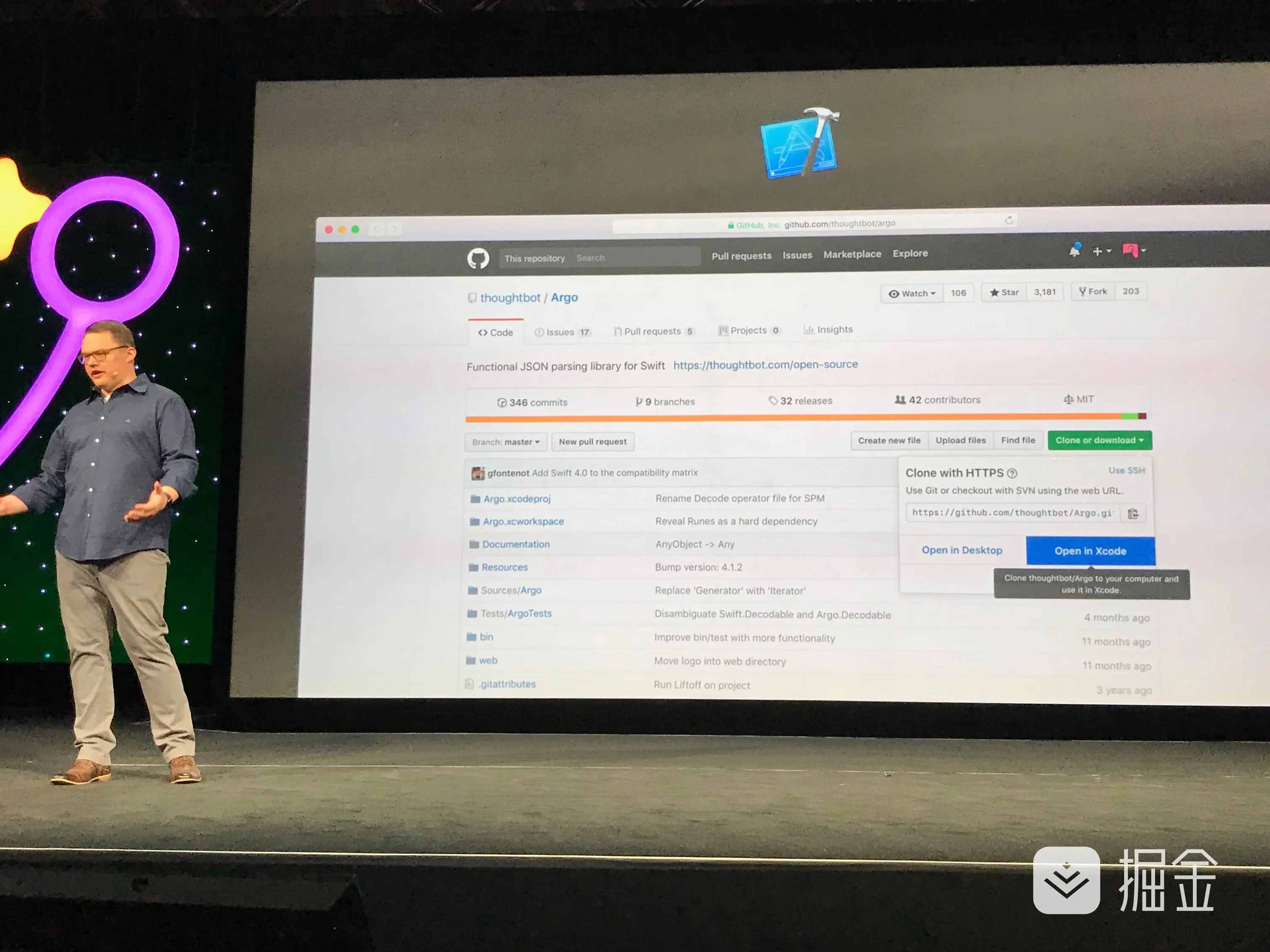 Open in Xcode 直接从 GitHub 网站连接 Xcode 使用