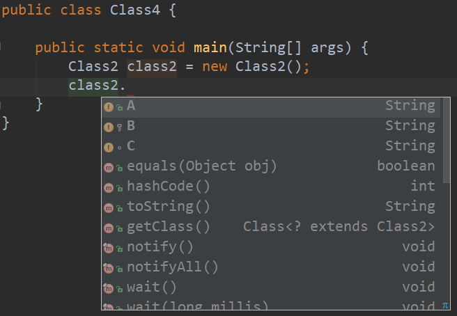 Class4中对Class2中实例变量的调用情况