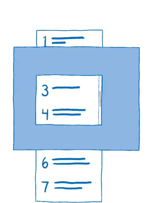 Two layers moving relative to each other as a scroll box is scrolled