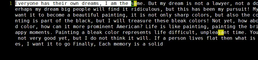 选中到第一个'sa'位置