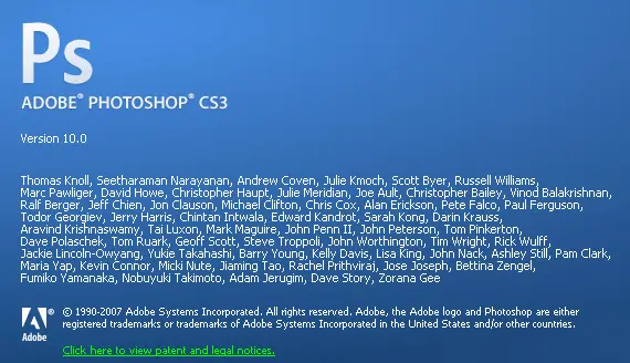 Photoshop splash screen