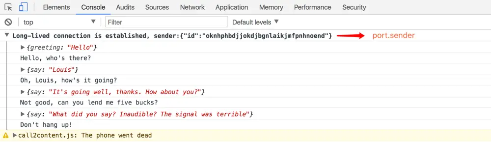 扩展内长期连接消息通信输出